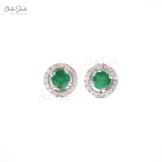 Find perfect finishing touch with these Round Emerald Studs.