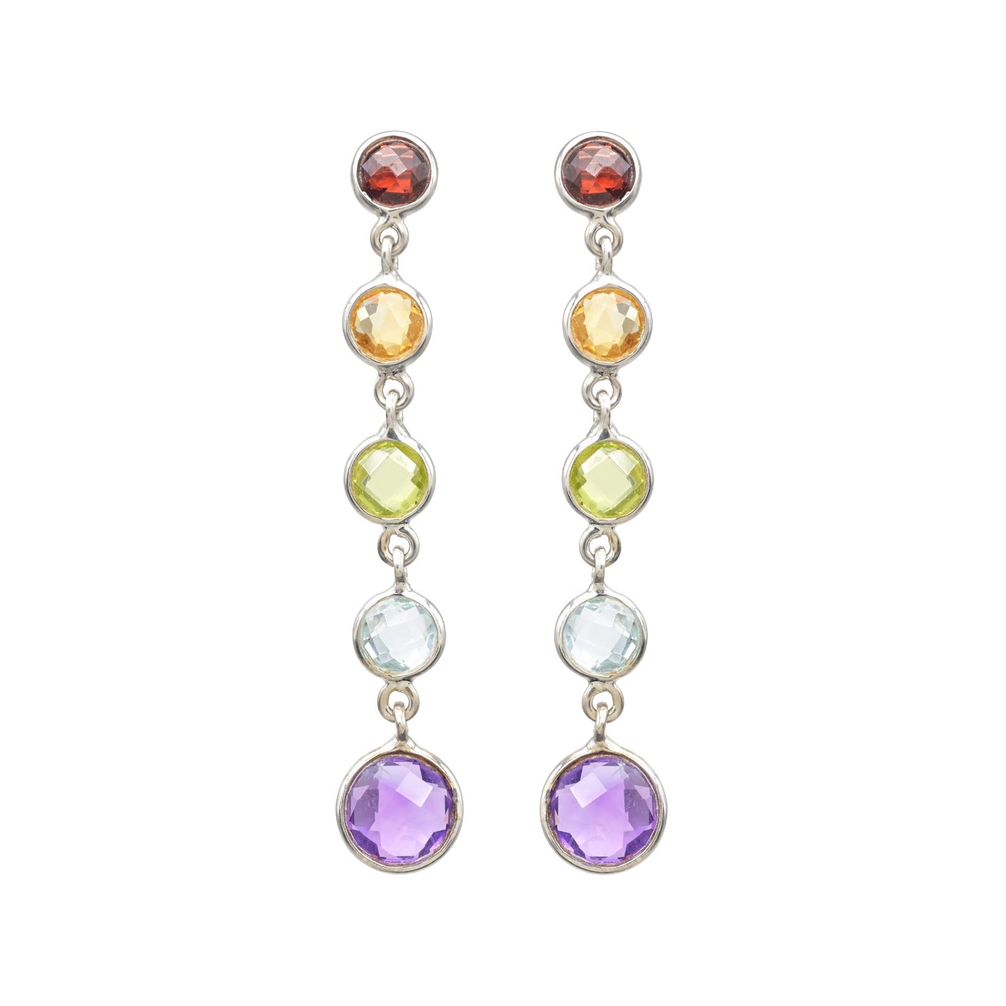 Top Quality 3.9 Ct Multi Stone 925 Sterling Silver Dangling Push Back Earrings For Women