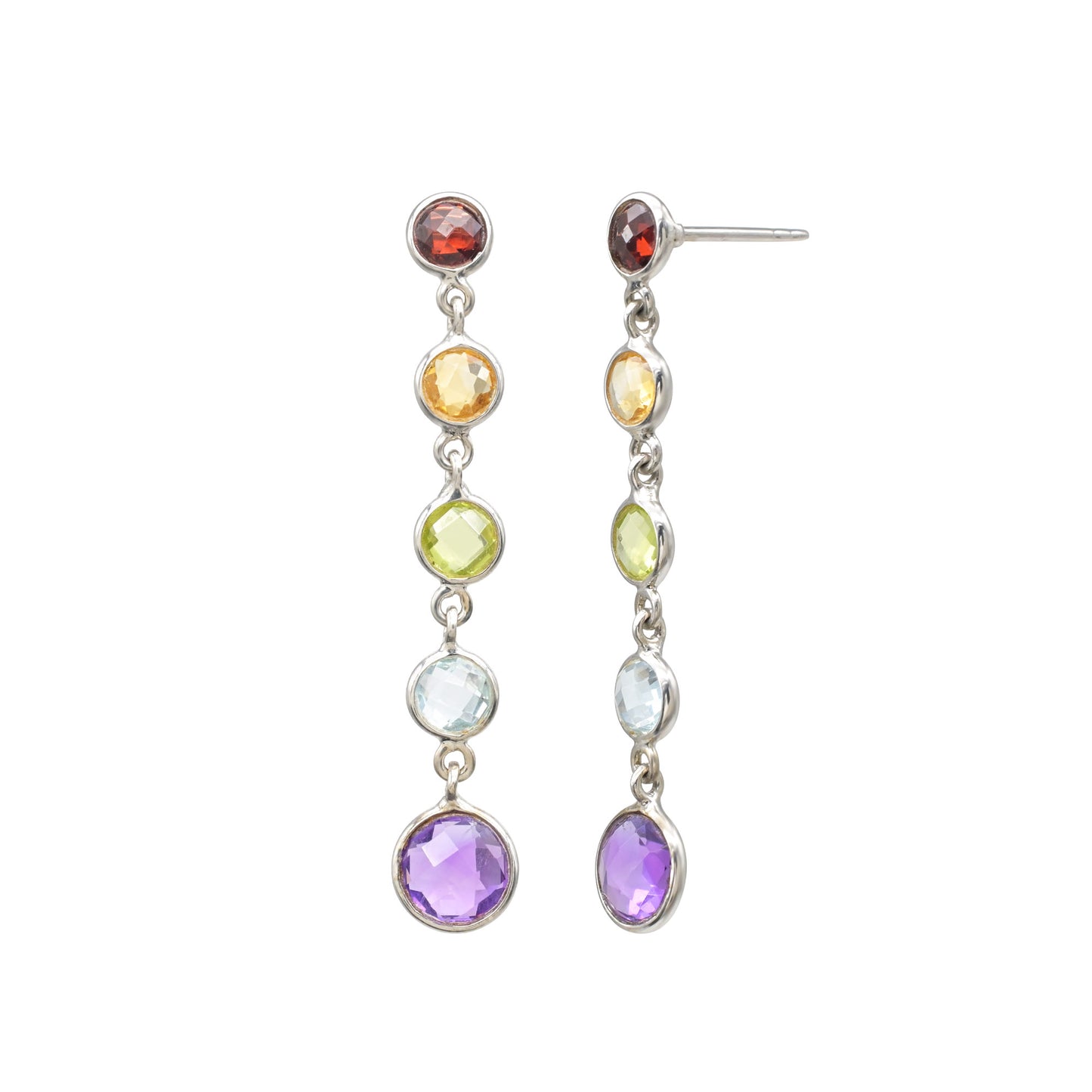 Top Quality 3.9 Ct Multi Stone 925 Sterling Silver Dangling Push Back Earrings For Women