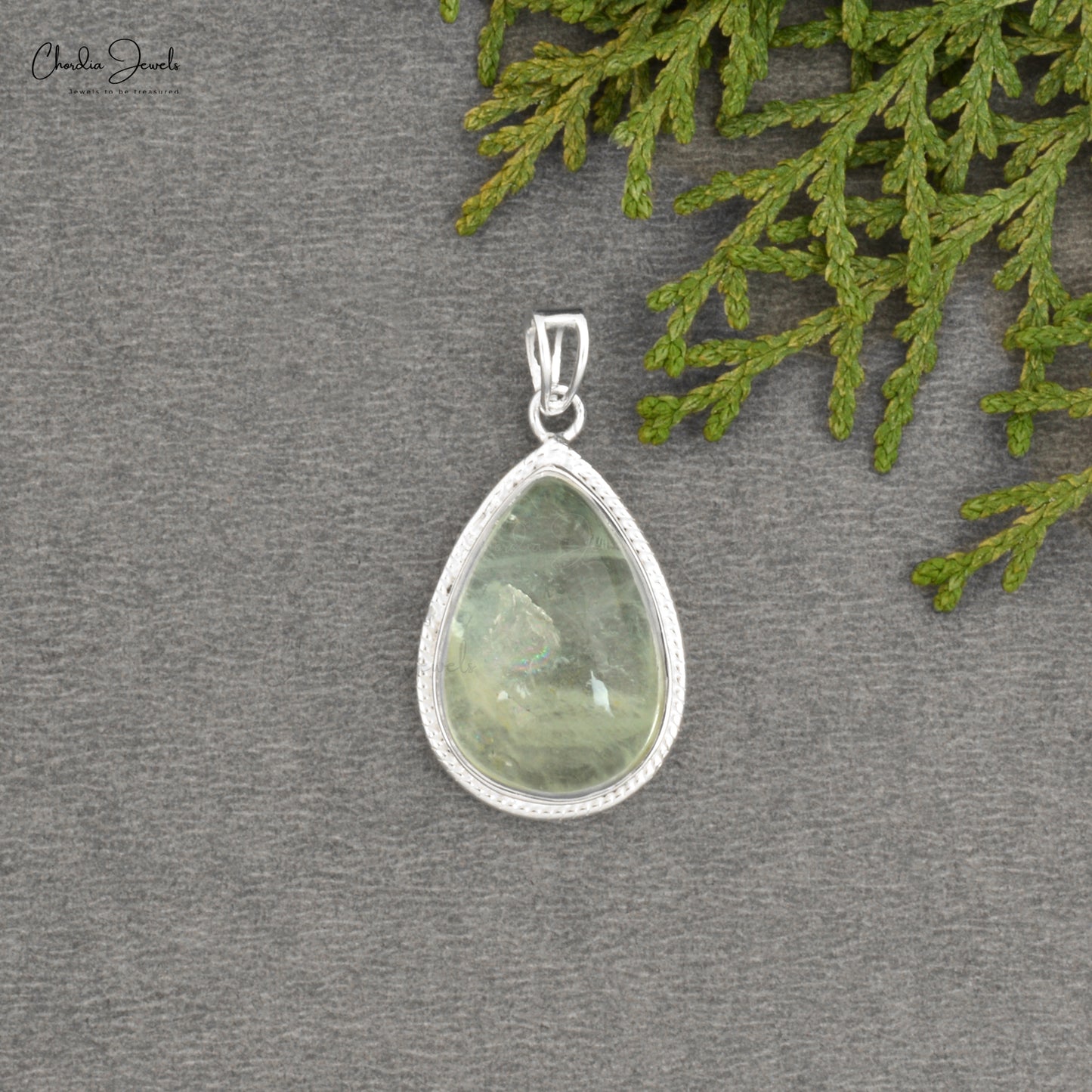 Solitaire Pear Drop Aquamarine Pendant in 925 Sterling Silver