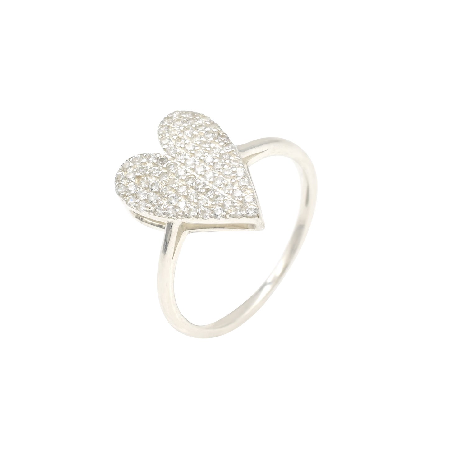 Heart Shape Cluster Ring in 925 Solid Silver with White Zircon
