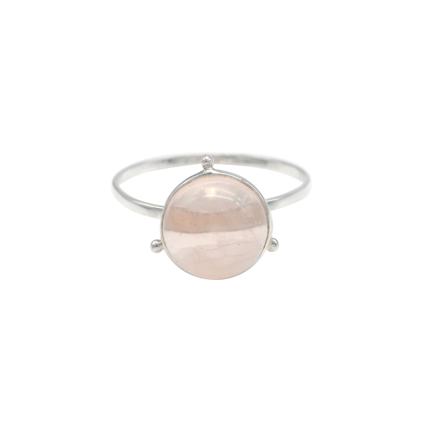 Round Rose Quartz Solitaire Ring in 925 Sterling Silver