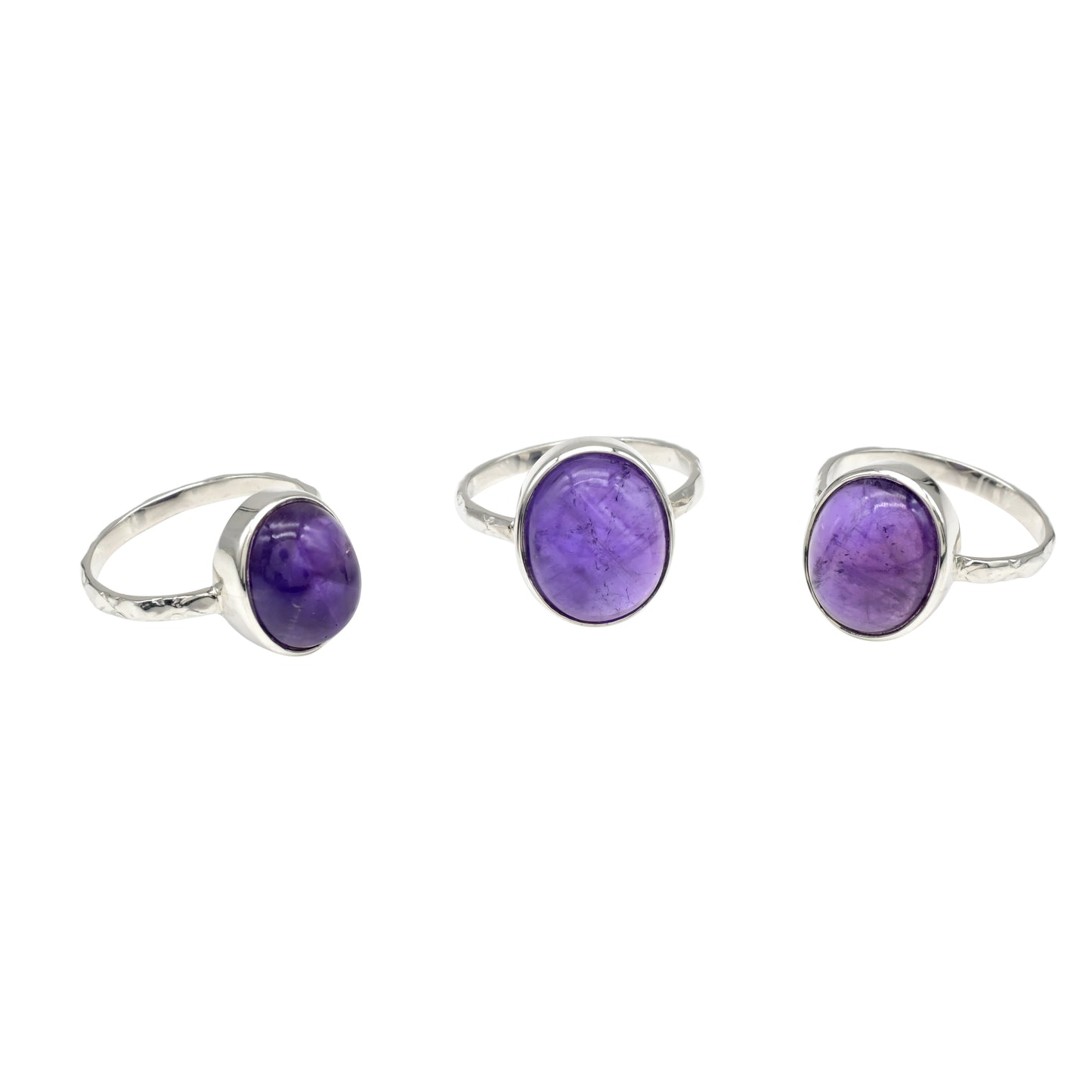 Oval Amethyst Solitaire Ring in 925 Sterling Silver