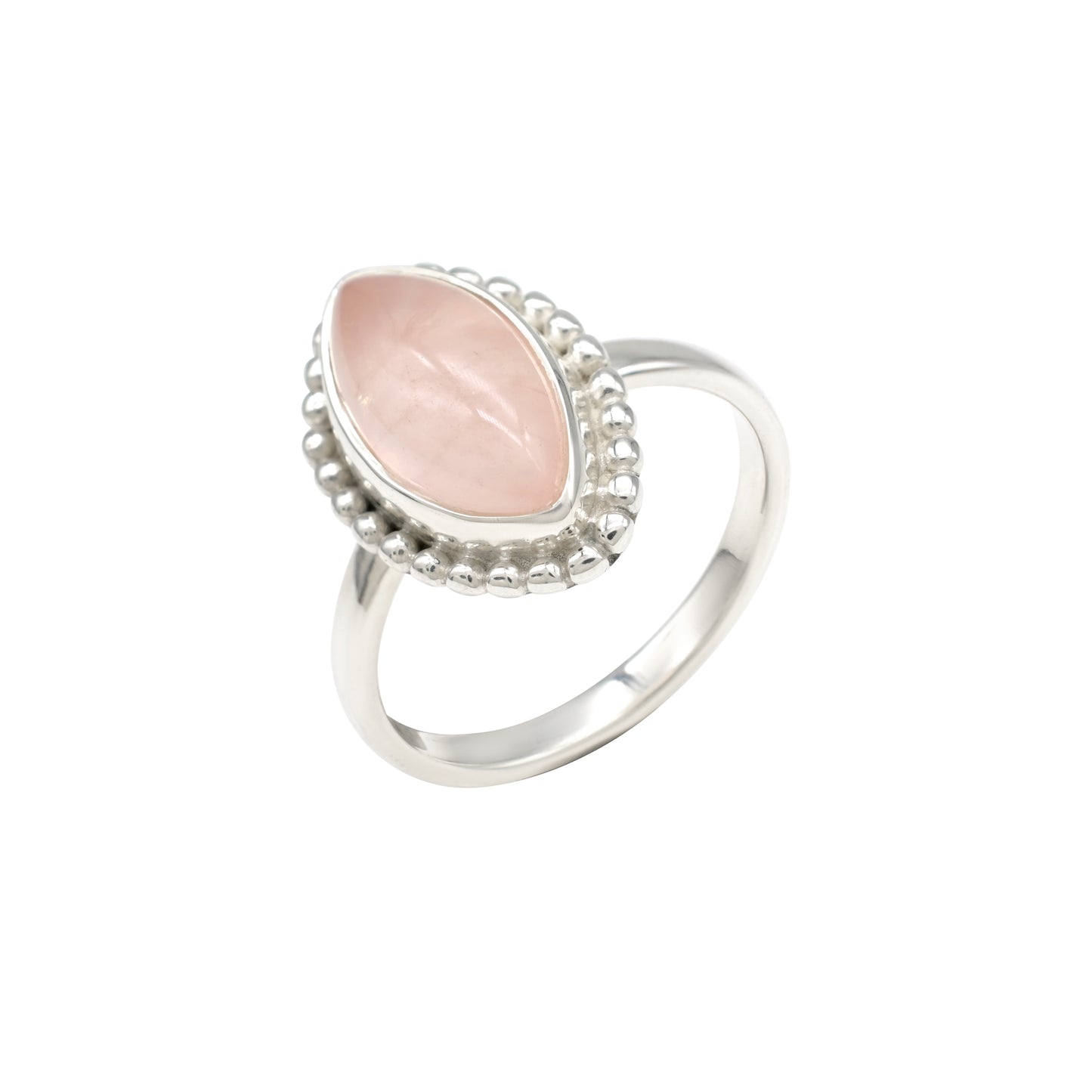 Rose Quartz Solitaire Ring in 925 Sterling Silver for Women