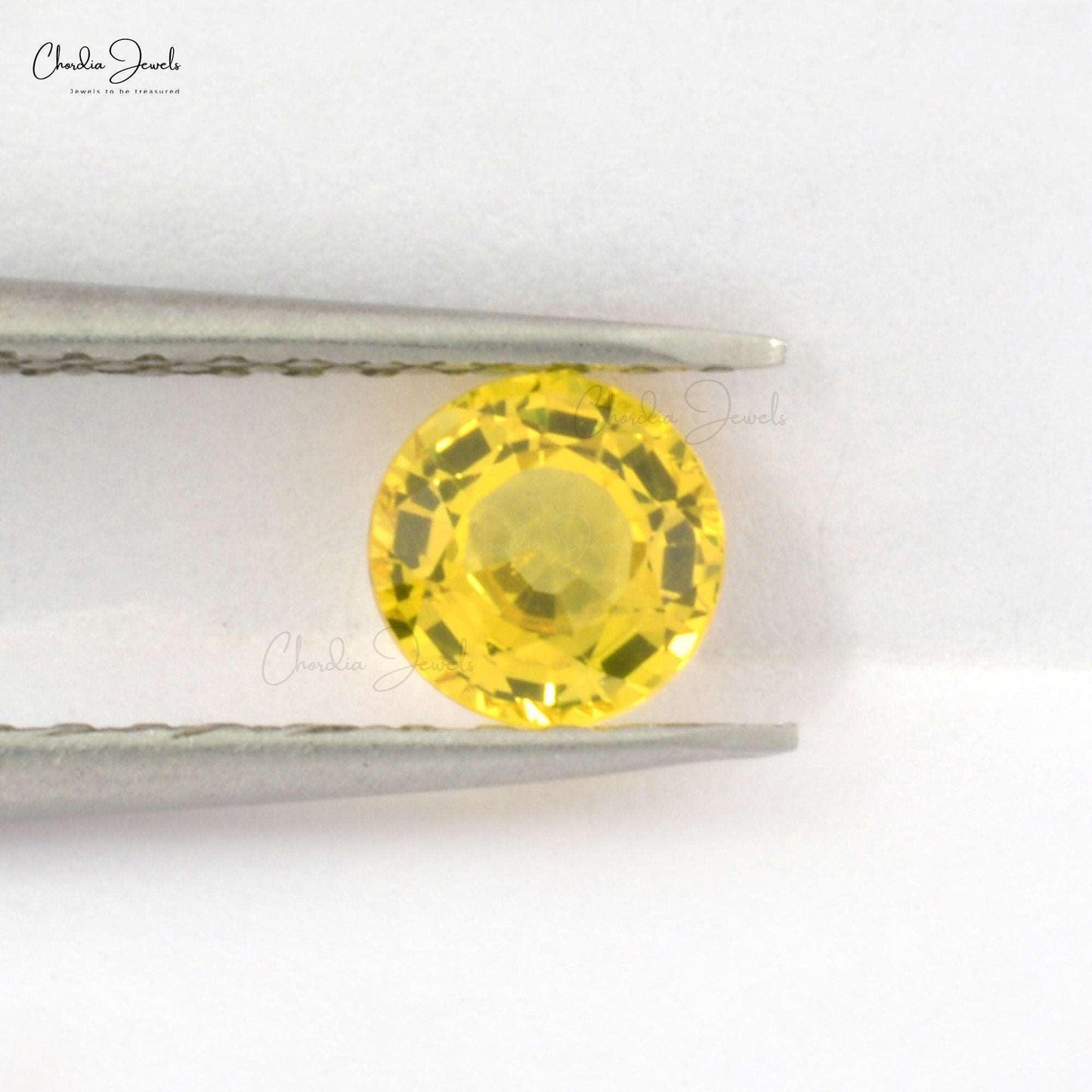 Precious 5MM Yellow Sapphire Round-Cut Gemstones for Ring. Weight: 0.47 Carats. Stone Quality: AAA Grade. Stone Cut: Excellent, Precious Gemstones from Chordia Jewels.