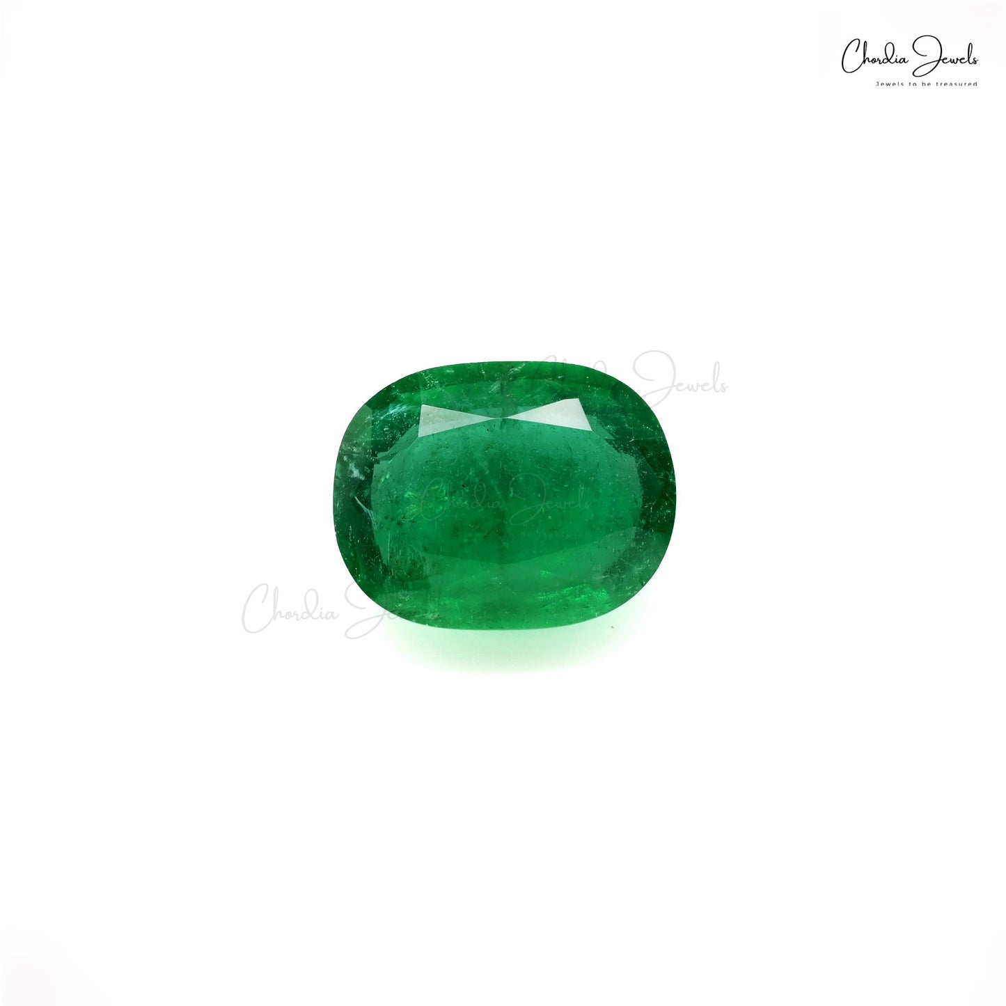 Cushion cut emerald gemstone 13.70x10.80 mm – Chordia Jewels