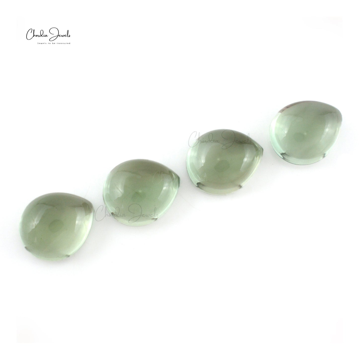 Lote de 4 piedras sueltas de amatista verde natural de 12 x 10 mm en forma de pera para joyería.