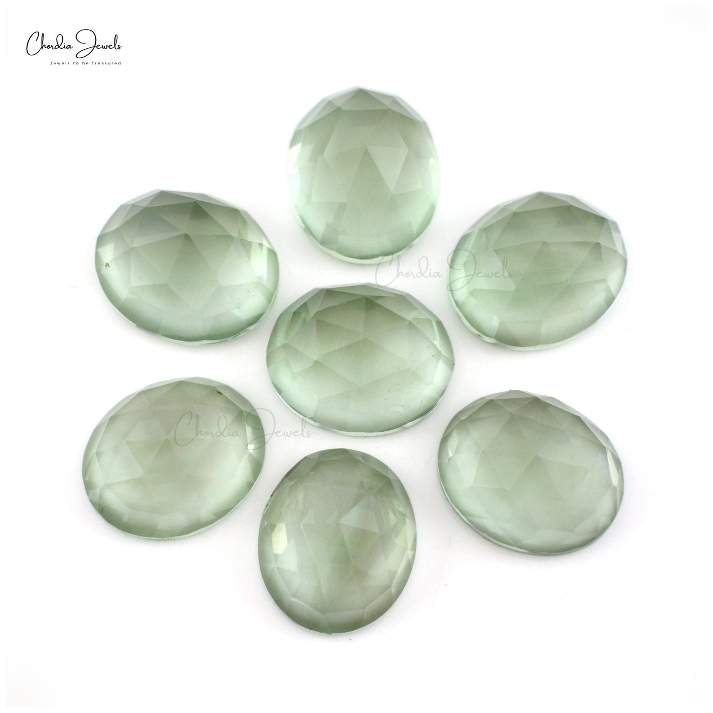 Lote de 7 piedras preciosas sueltas naturales de amatista verde, 12 x 10 mm, talla ovalada, color rosa.