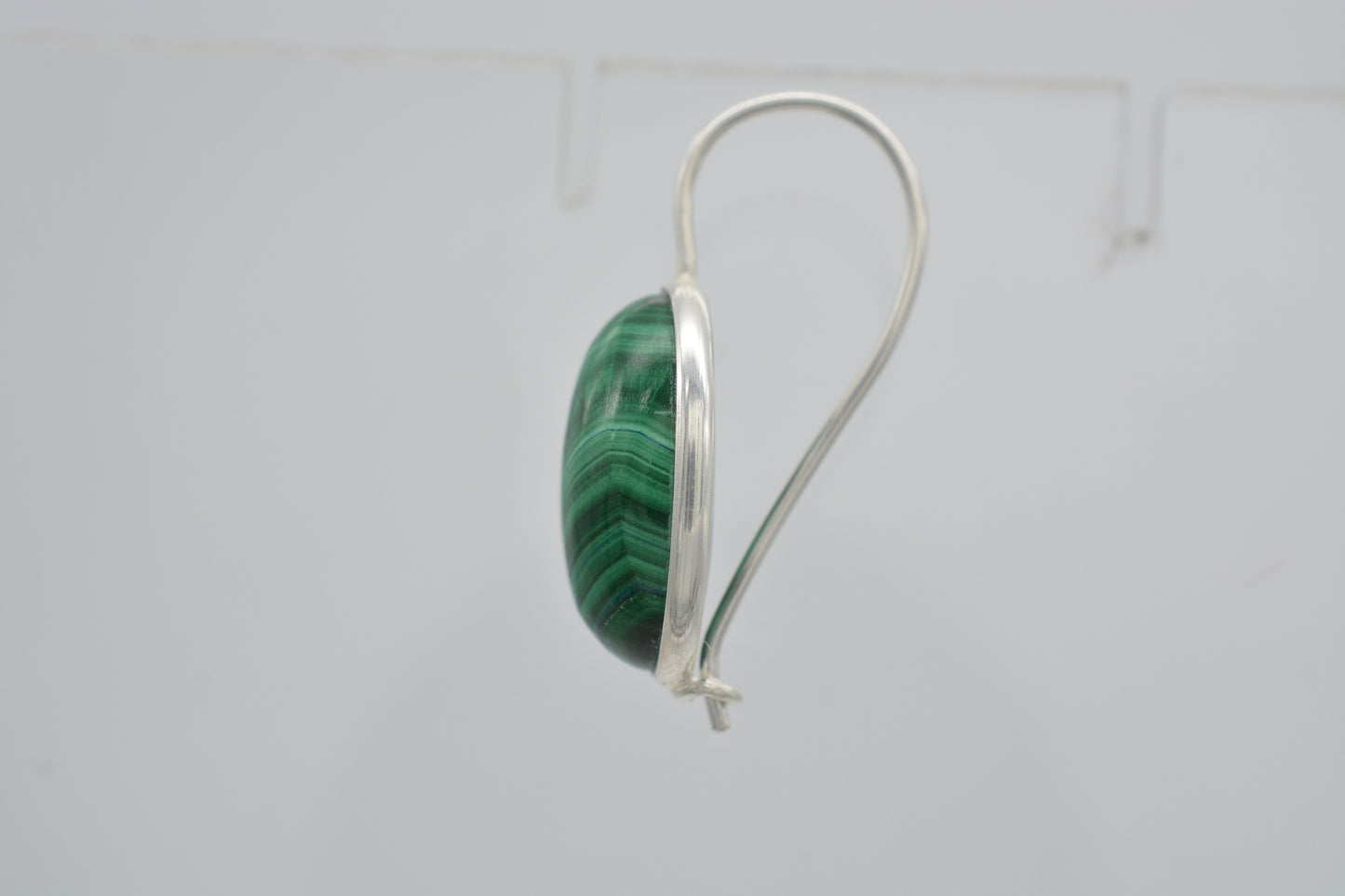 Natural Malachite Wire Earrings In 925 Sterling Silver Oval Gemstone Jewelry For Women