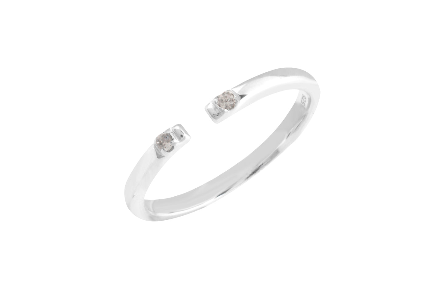 Oop Manchet Wit Sirkon Ring In 925 Sterling Silwer Herdenkingsringe Vir Vroue