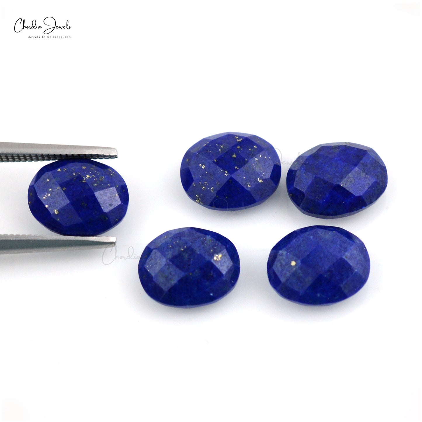Natuurlike Gefacetteerde Ovaal Briolette 14.07 Ct Lapis Lazuli Los Edelsteen Vir Juweliersware, 5 Stuk