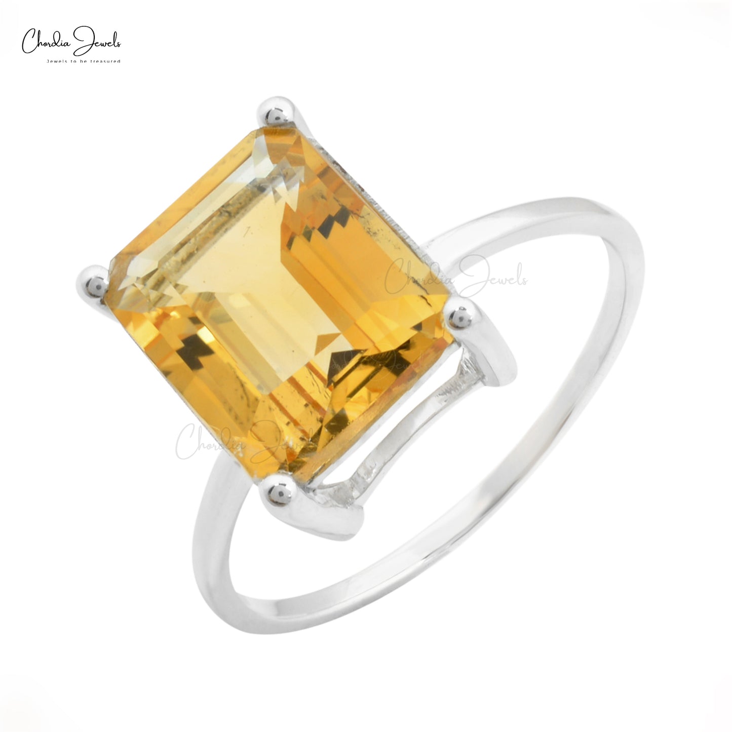 Rectangle Citrine Single Stone Ring In 925 Sterling Silver Gemstone Anniversary Ring