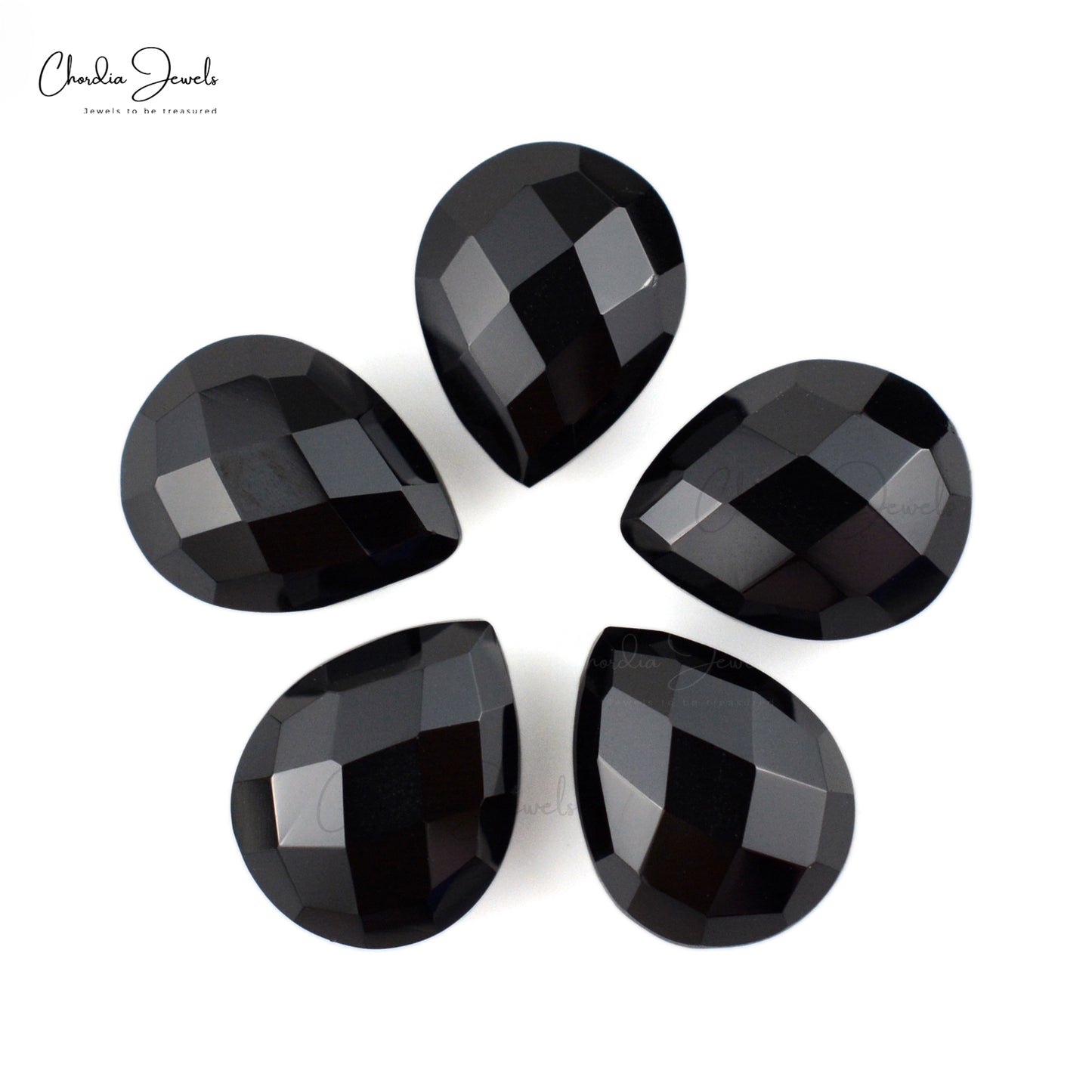 Pear Briolette 10x8mm Black Spinel Gemstone Faceted Loose Stones for Necklace, 5 Piece