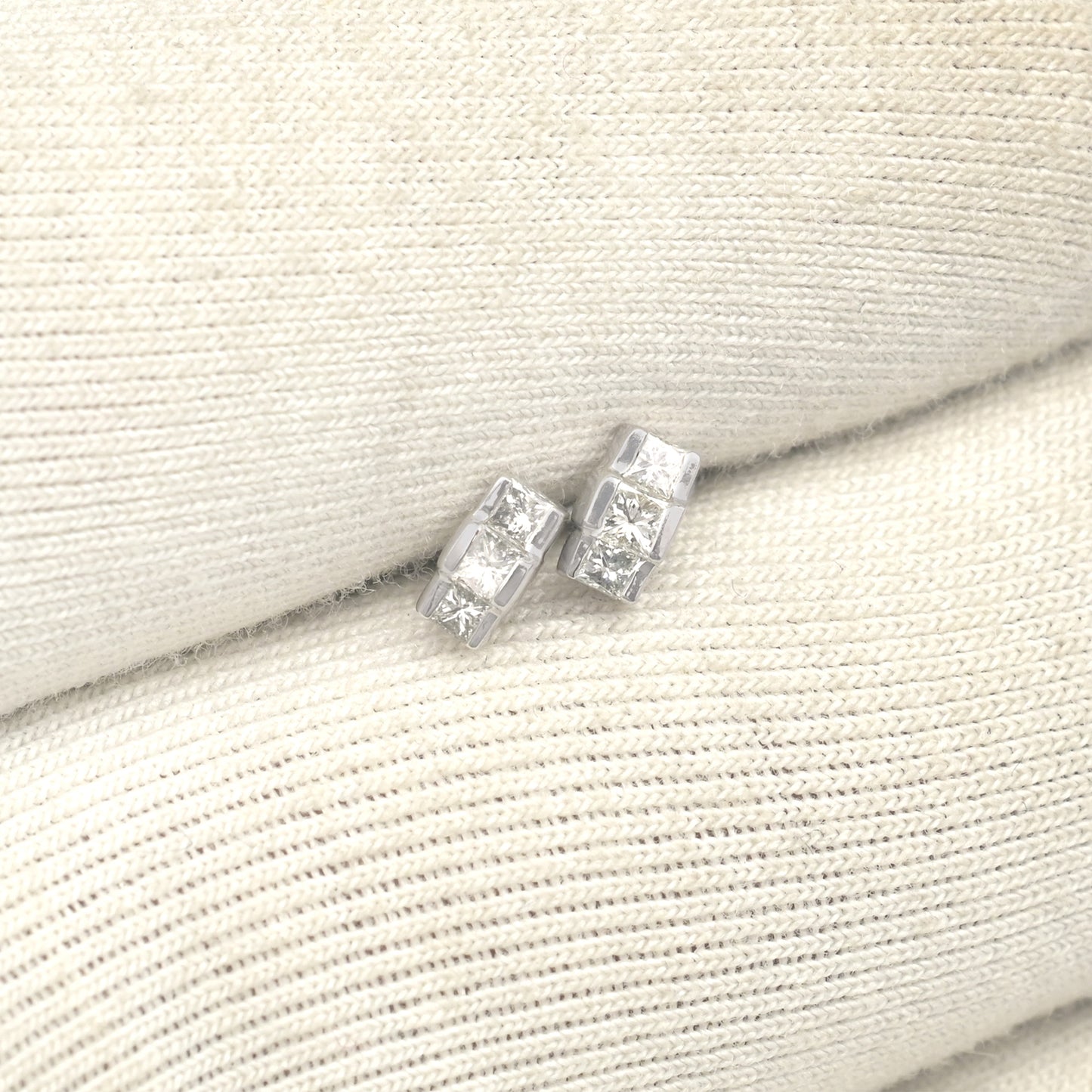 3 Stone Stud Earrings