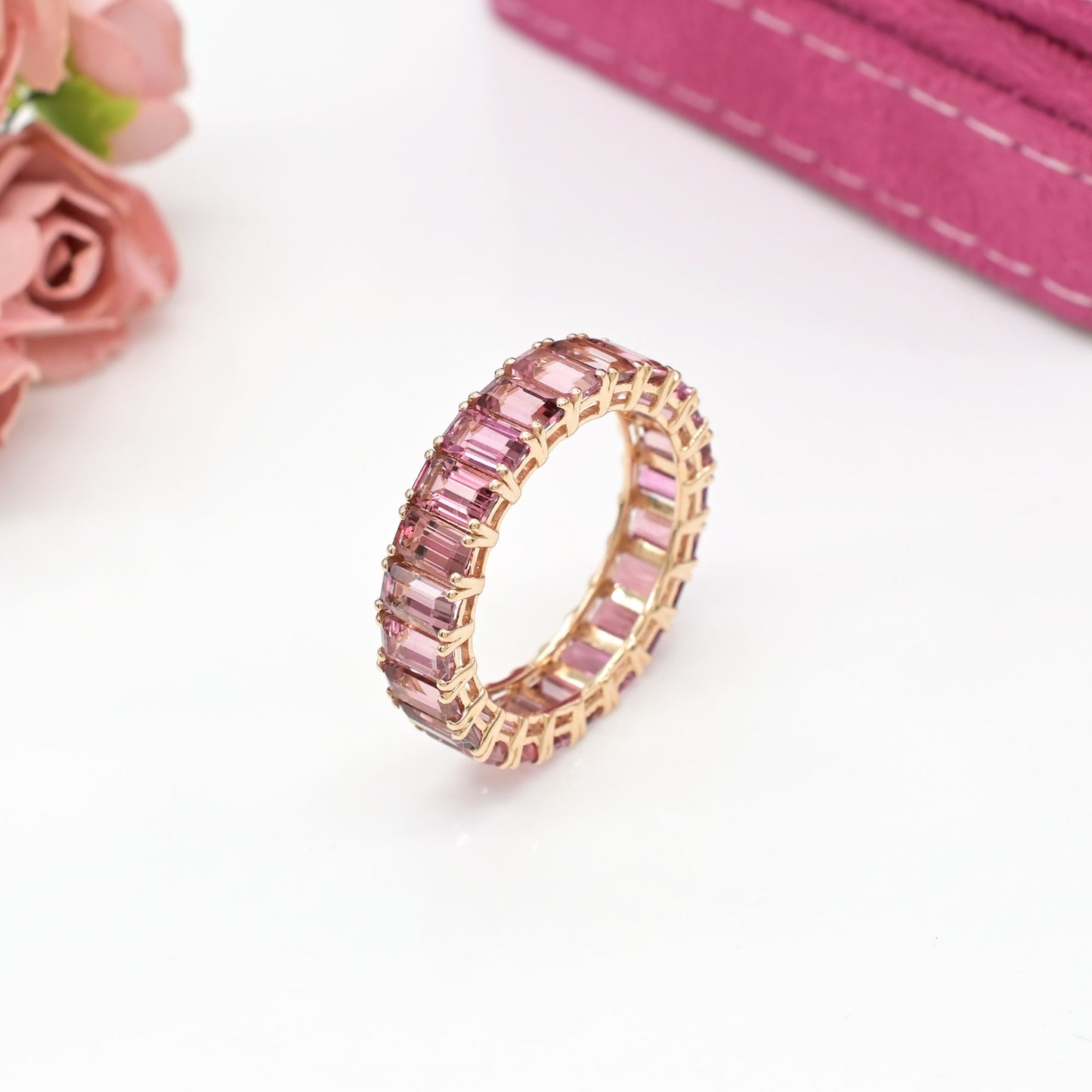Octagon Gemstone Band Ring