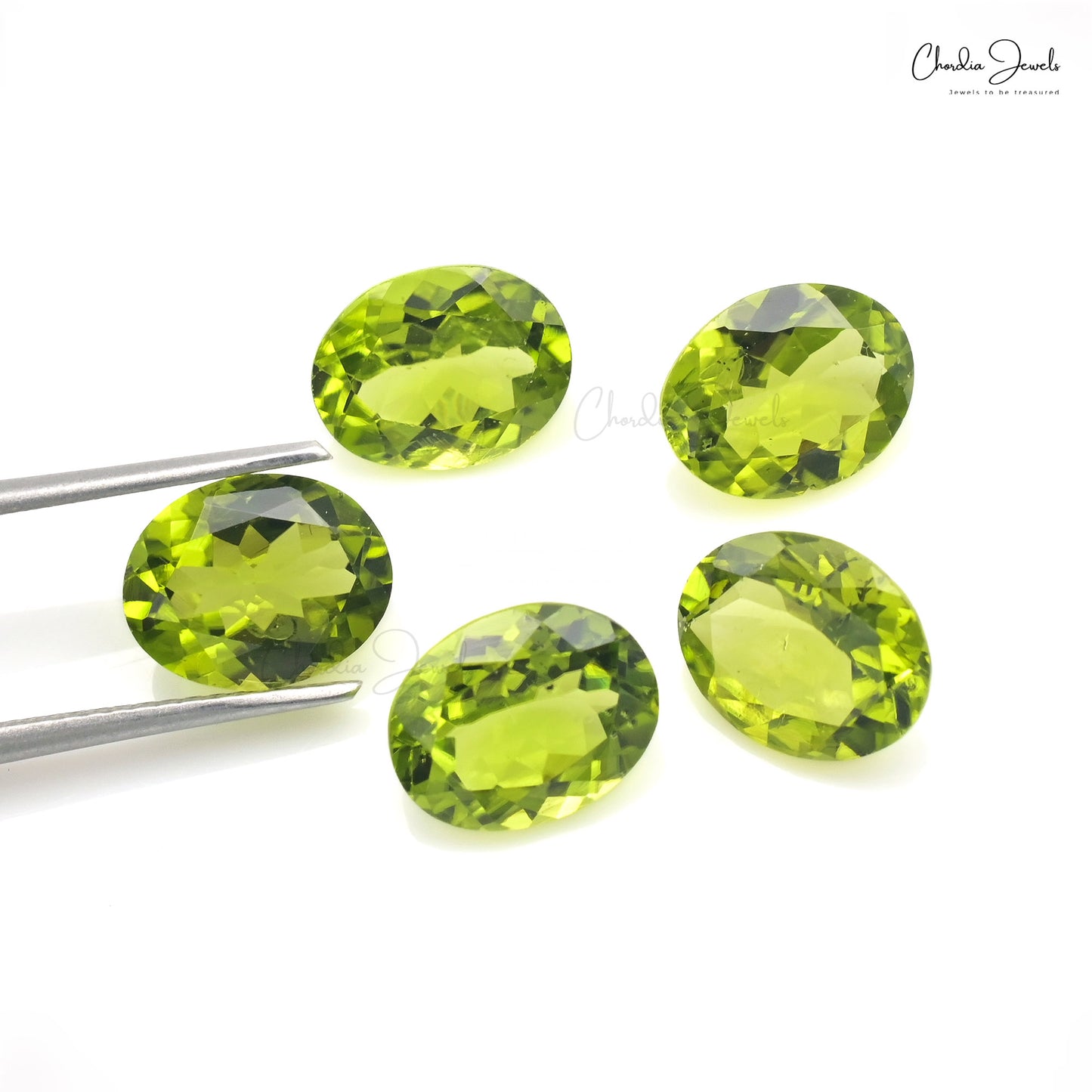 AAA Peridot 10x8mm Ovaalgesnyde Los Edelstene Lot Vir Juweliersware Maak, 5 Stuk