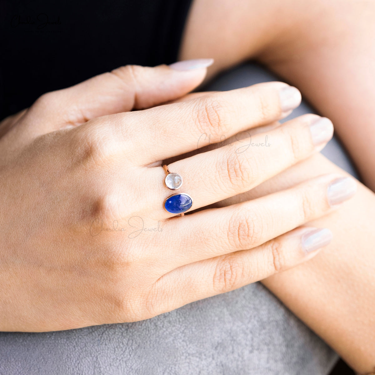 Buy This Tanzanite Aquamarine Gemstone Split Shank Ring
