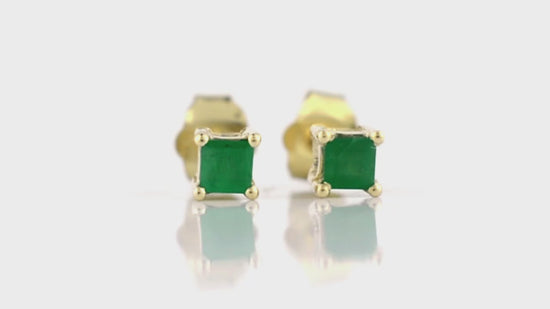 Load and play video in Gallery viewer, 14K Gold Emerald Studs
