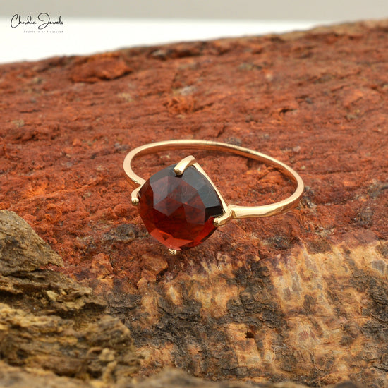 Natural Garnet Ring in 14k Solid Yellow Gold