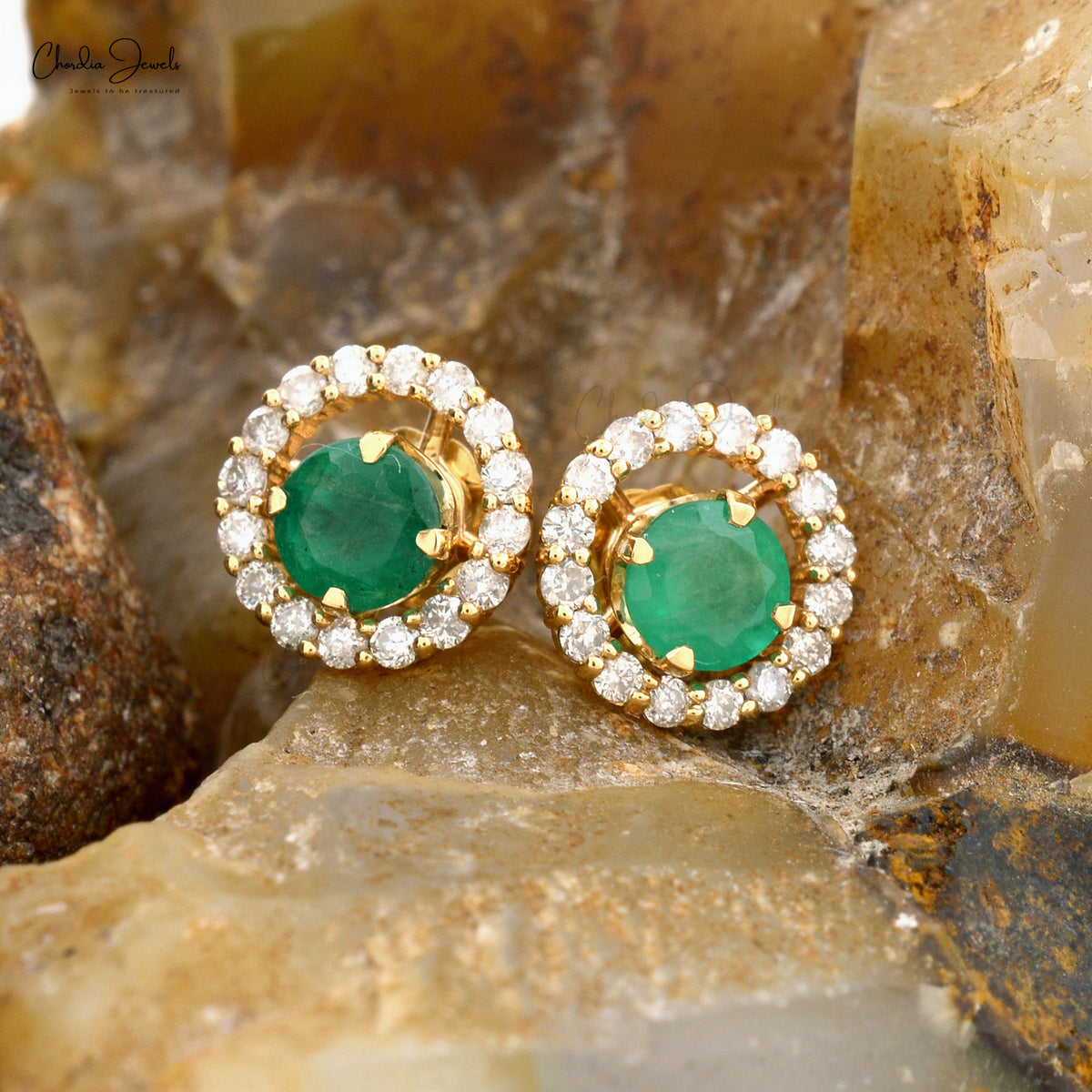 Emerald diamond stud earrings hotsell