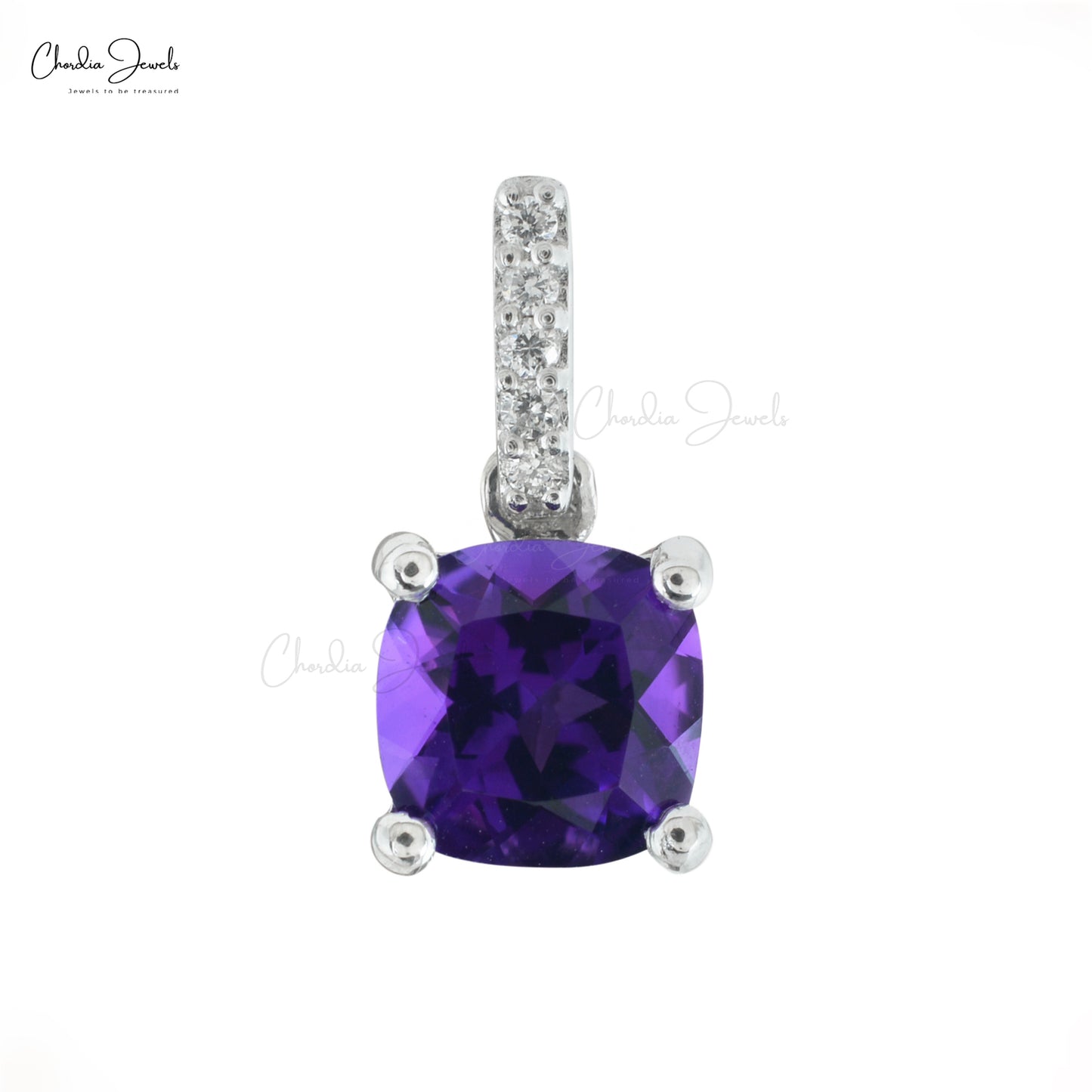Natural Daimond Pendat With Amethyst