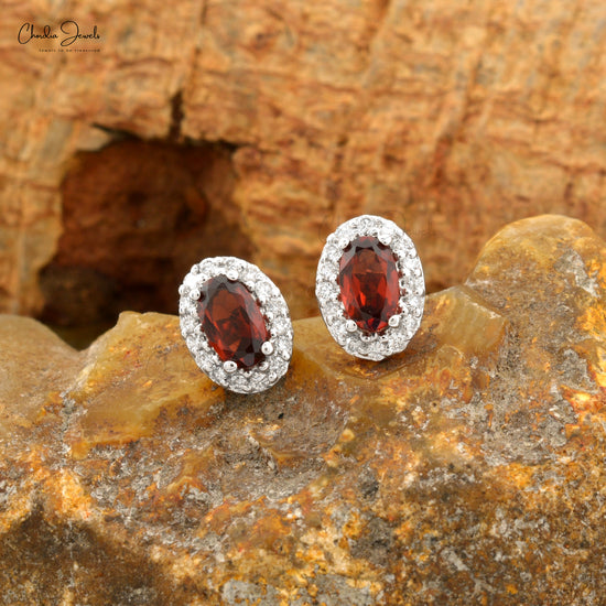 Natural Red Garnet Earrings