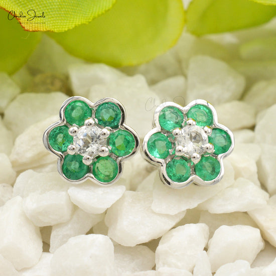 Dazzle in sophistication with our emerald floral earrings.