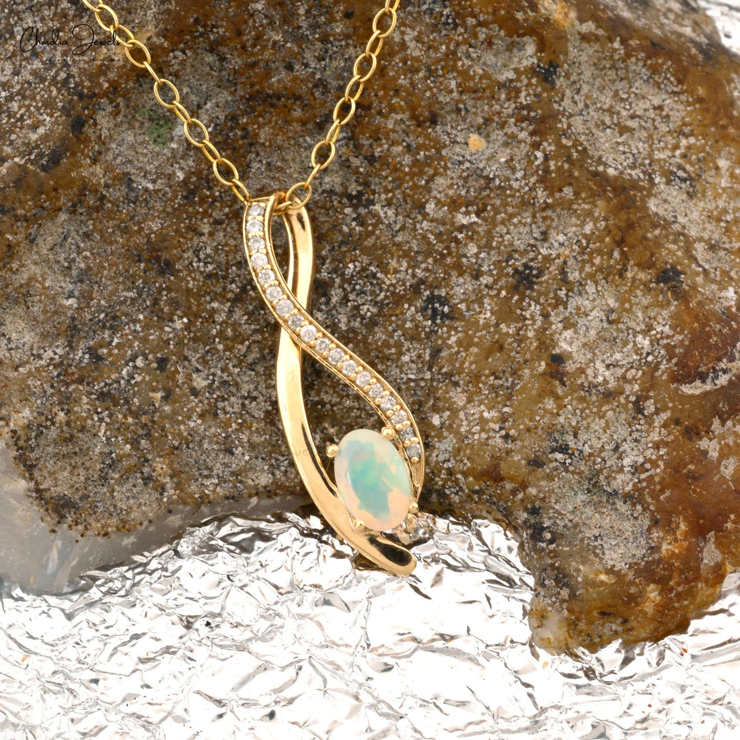 Natural Opal Overlay Pendant