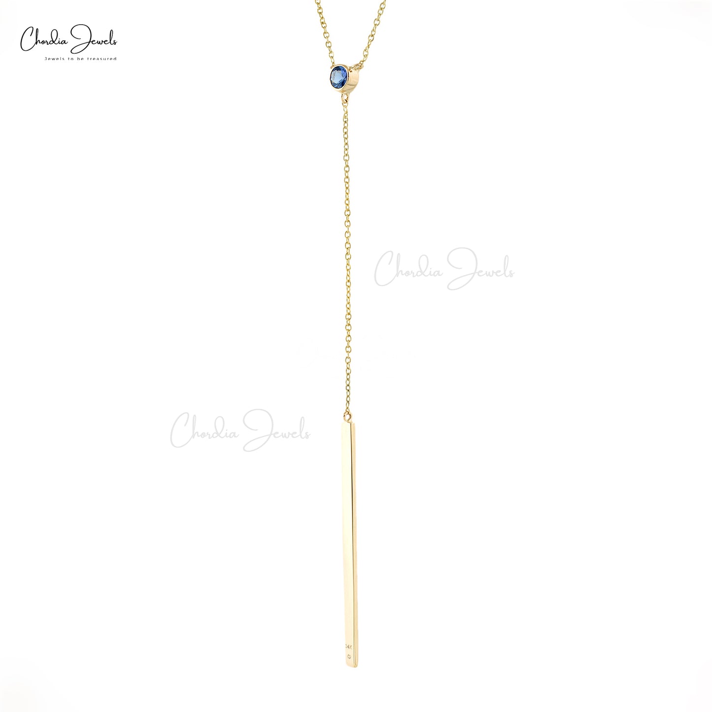 Genuine Tanzanite Lariat Necklace 3.5mm Round Cut Spring Ring Dainty Necklace 14k Real Yellow Gold Hallmarked Fine Jewelry For Anniversary Gift