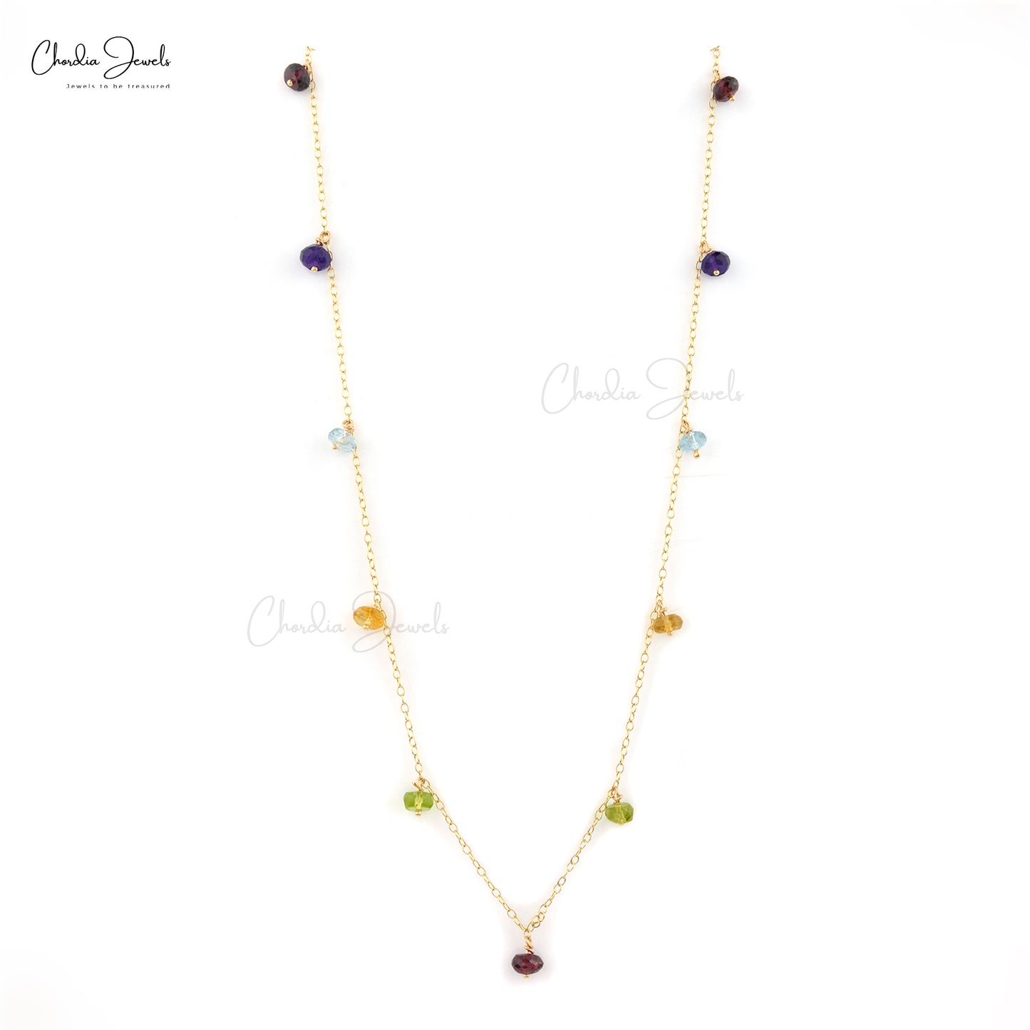 Multi Gemstone Long Necklace