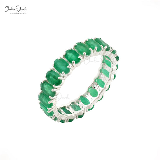 Emerald Eternity Band in14K White Gold.