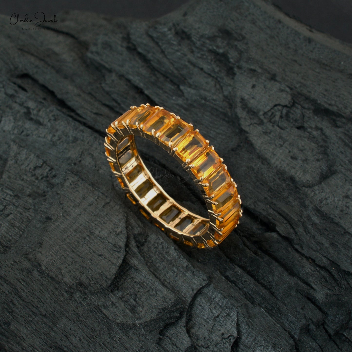 Octagon Gemstone Band