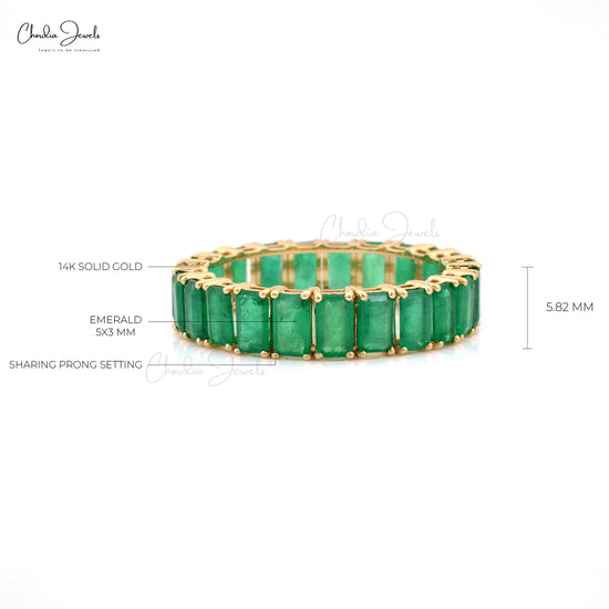 Natural Gemstone Full Eternity Band Ring in14k Solid Gold