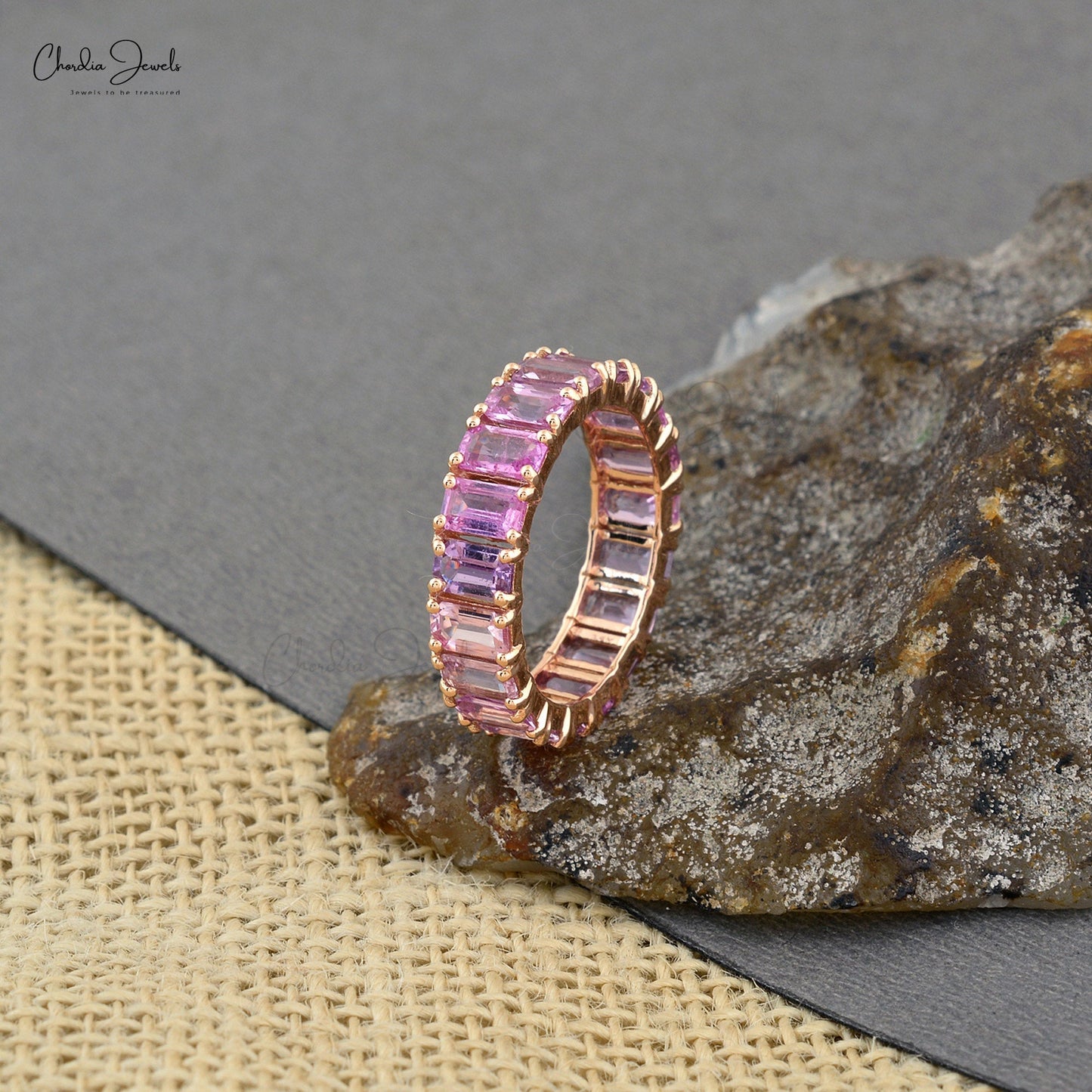 Real Pink Sapphire Band Ring