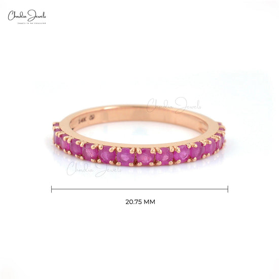 0.51Cts Natural Ruby Half Eternity Band 14k Rose Gold Ruby Eternity Band for Gift - Chordia Jewels