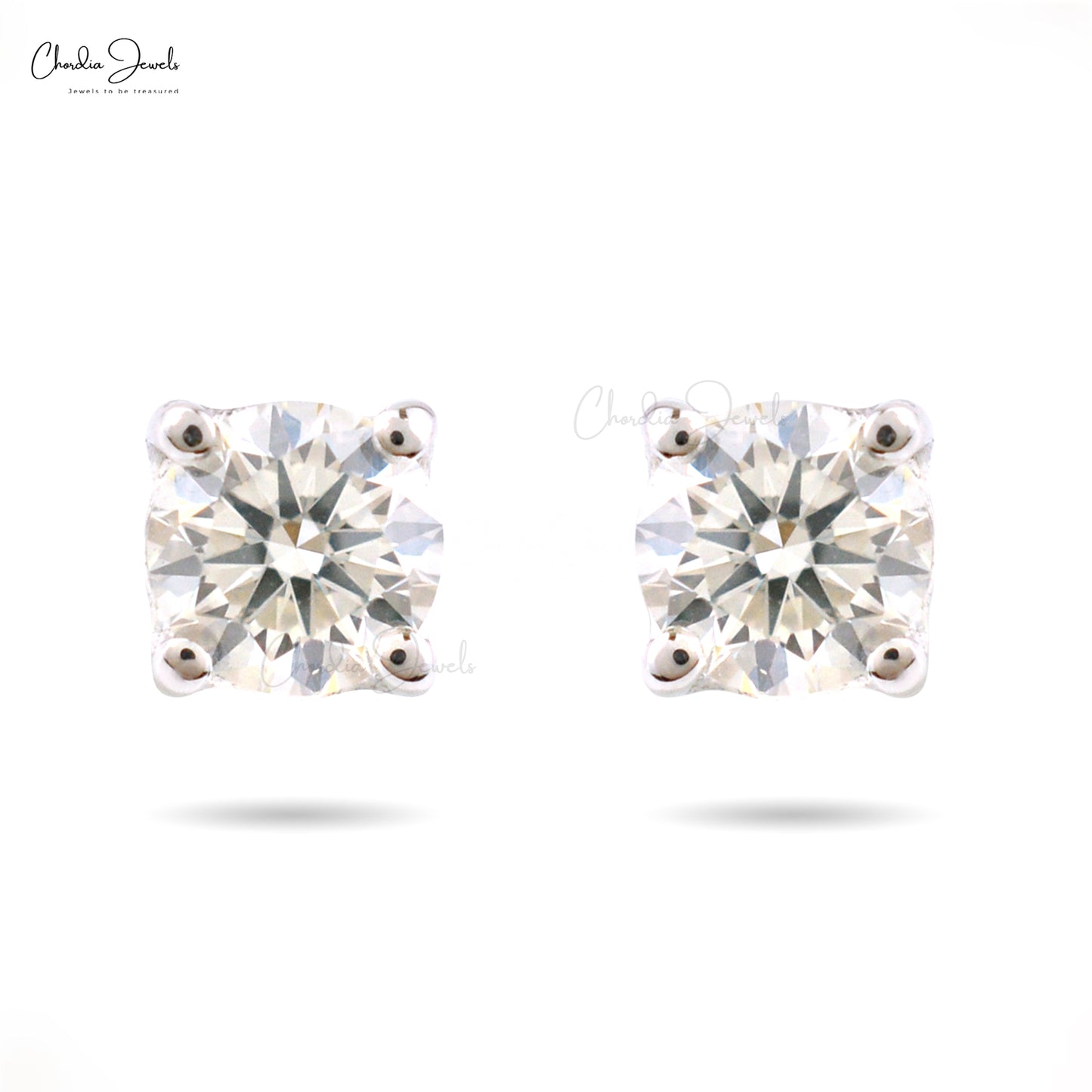 Certified Round Diamond Solitaire 14k White Gold Stud Earrings