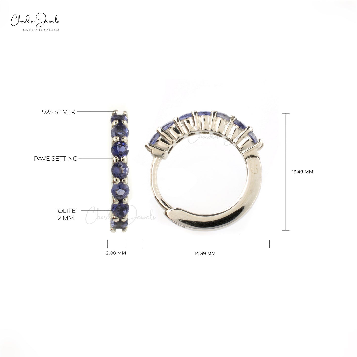 Top Quality Iolite Dainty Earrings 925 Sterling Silver Hoop Jewelry  For Women From Supplier At Discount Price