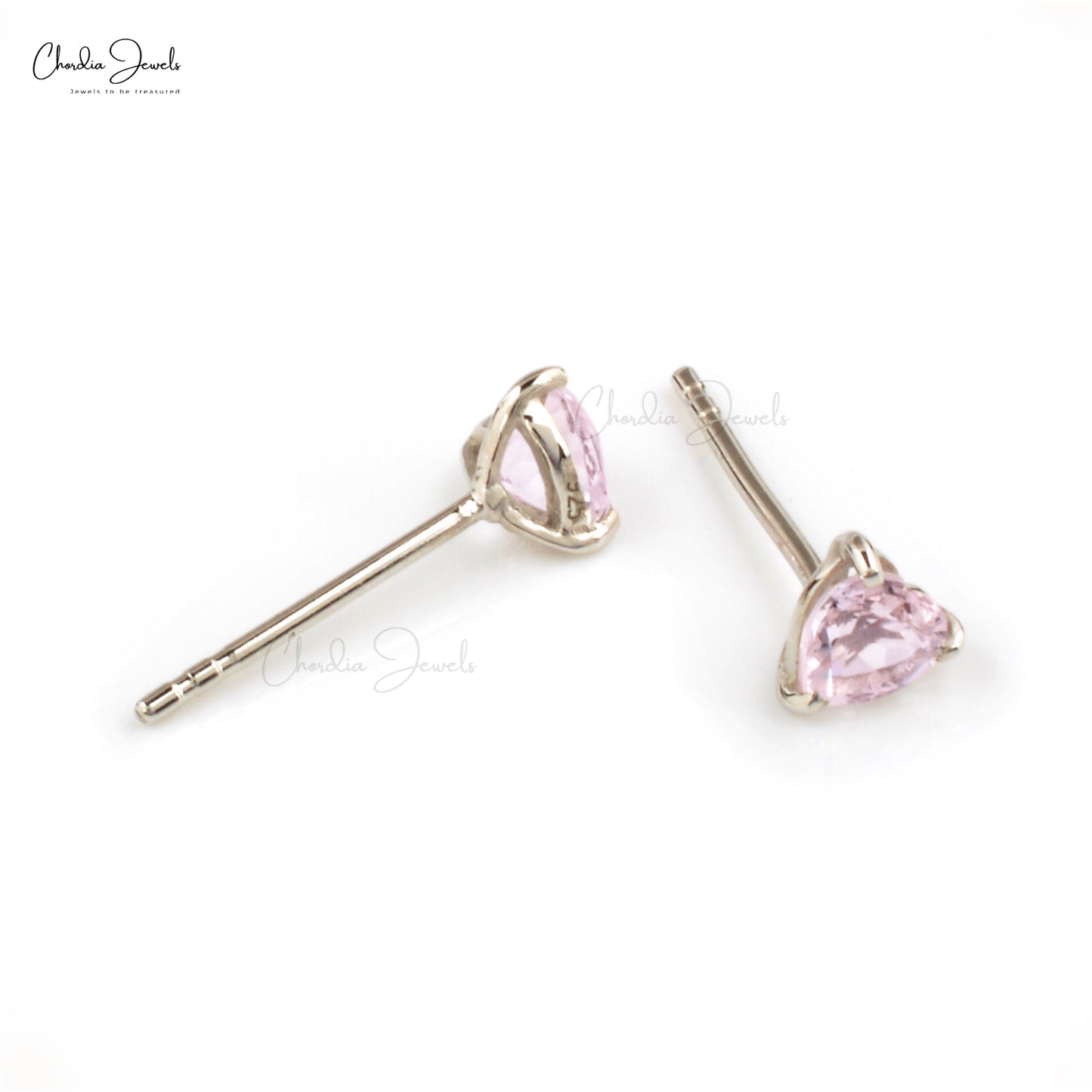 925 Sterling Silver Prong Set Studs At Wholesale Price Natural Morganite Stud Push Back Earrings For Gift