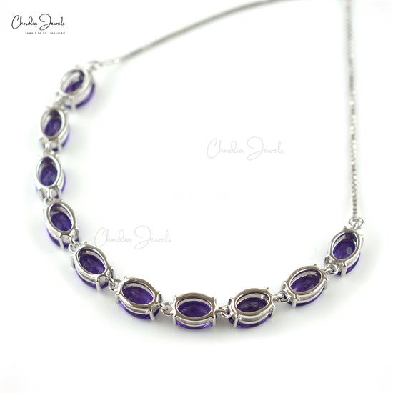 Genuine Amethyst Tennis 925 Sterling Silver Bracelet High Quality Jewelry At Offer Price 7X5MM Oval Cut Gemstone Jewelry