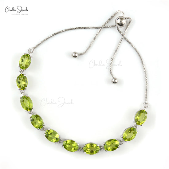 Hot Selling Bracelet In 925 Sterling Silver With Genuine Peridot Gemstone August Birthstone Jewelry At Wholesale Price