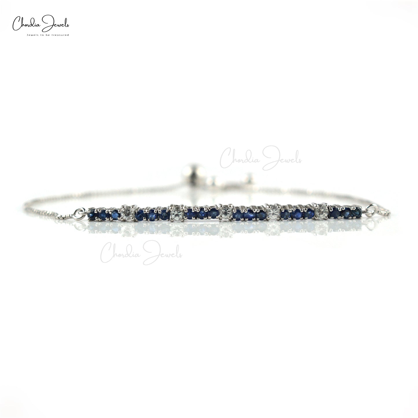 Blue Sapphire Gemstone Silver Bracelet Gift For Best Friend Zircon Infinity Bracelet