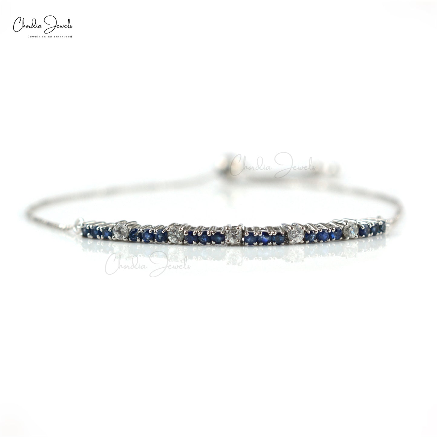 925 Sterling Silver Jewelry Bracelet Authentic Blue Sapphire Tennis High Quality Jewelry At Offer Price Round Cut White Zircon Fashion Jewelry
