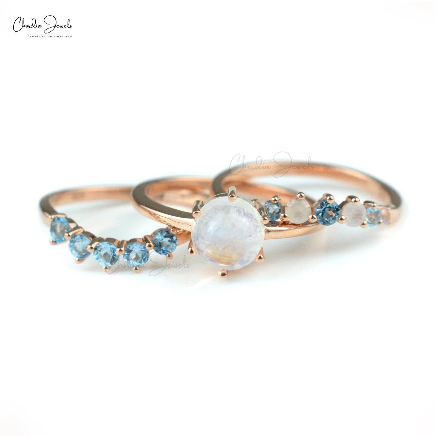 Rainbow Moonstone With Swiss Blue Topaz Gemstone Silver Ring Handmade Ring