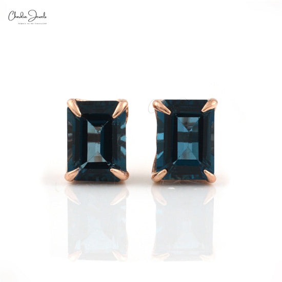 London Blue Topaz Stud Earrings in Sterling Silver 2.42 cts Handmade jewelry Gift For Her Direct from Supplier At Wholesale Price