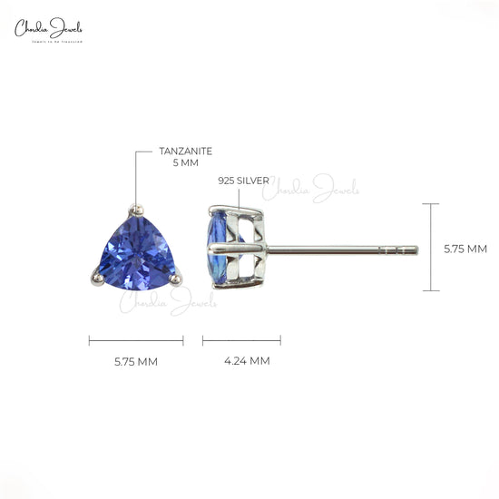 Natural Tanzanite Push Back Studs In 925 Sterling Silver Prong Set Gemstone Earrings December Birthstone Jewelry At Wholesale Price