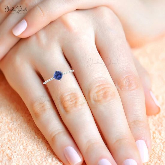 Solitaire Tanzanite Minimal Ring In Solid 925 Sterling Silver Gemstone Jewelry From Top Wholesaler At Offer Price