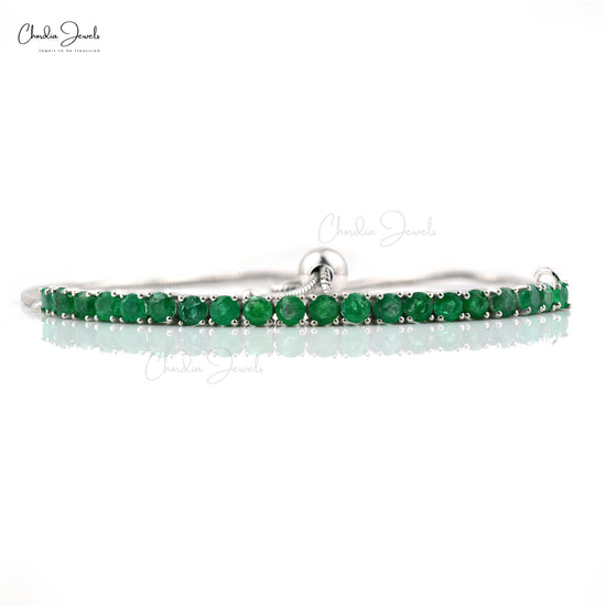 Emerald Gemstone Silver Bracelet