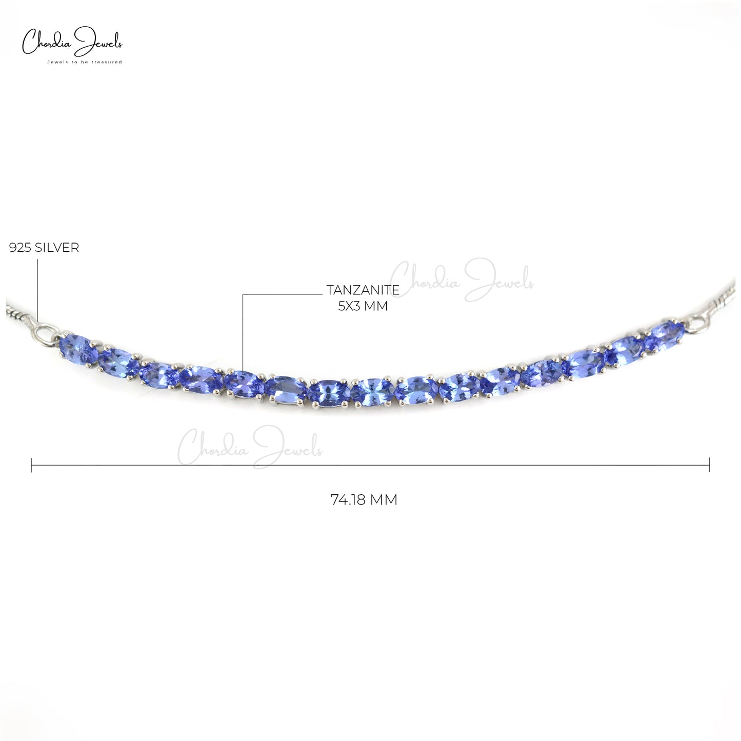 Natural Tanzanite Tennis Bracelet 925 Sterling Silver Oval Cut Gemstone Jewelry From Top Manufacturer At Offer Price