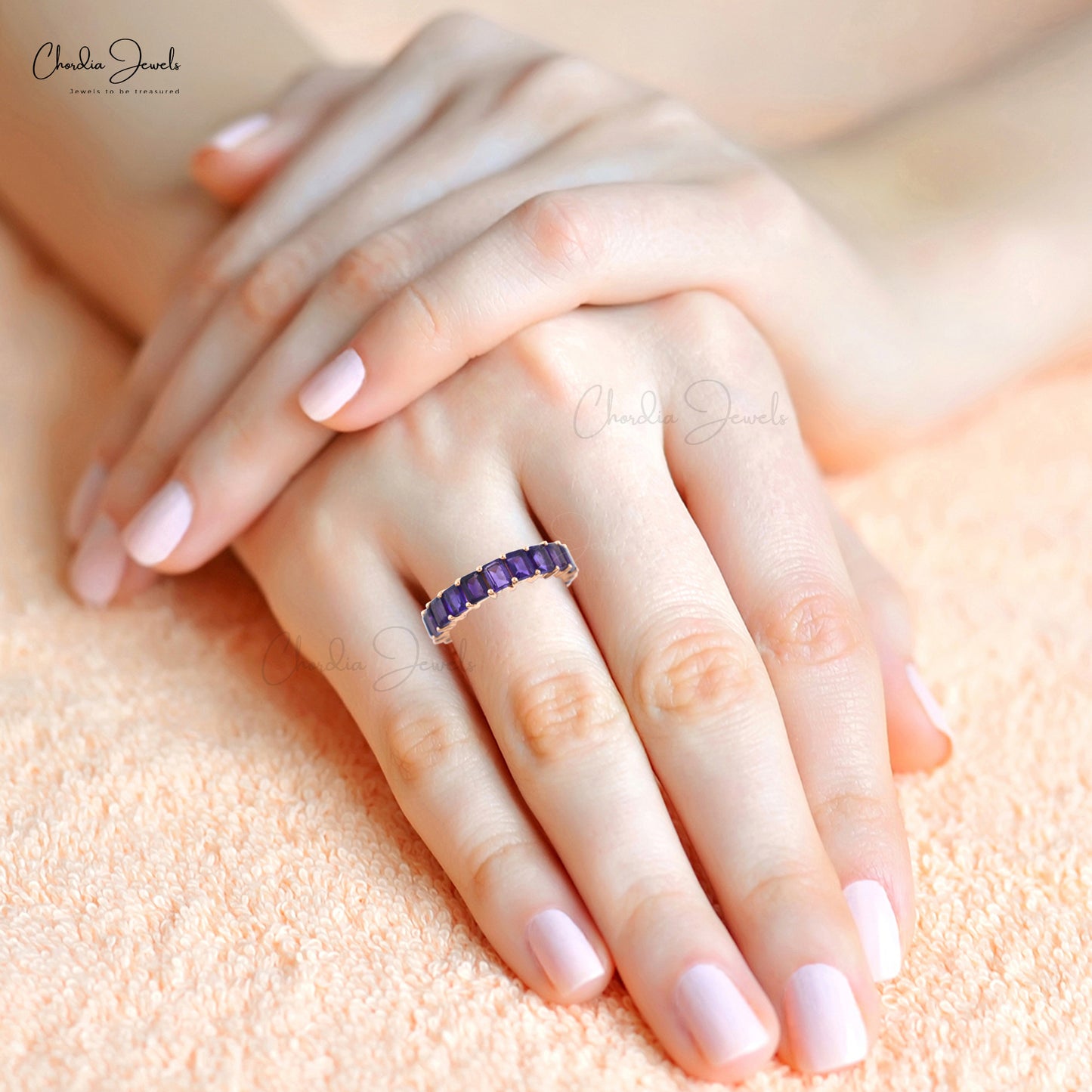 Full Eternity Amethyst Ring In 925 Sterling Silver Stacking Gemstone Jewelry From Trustable Supplier At Offer Price