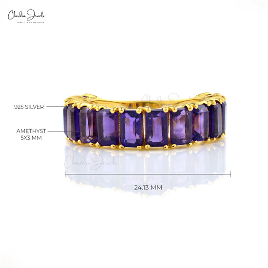 925 Sterling Silver Beautiful Emerald Cut Amethyst Engagement Rings Jewelry for Girls Shop Now at Wholesale Price